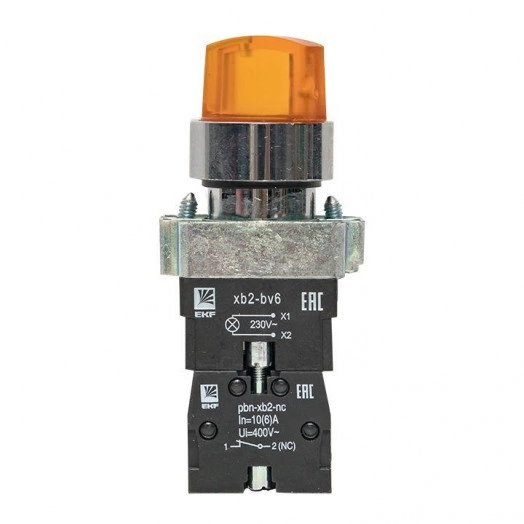 Переключатель BD33 3P с желт. подстветкой 230В NO PROxima EKF xb2-bk33-y-230