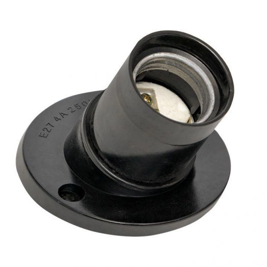 Патрон карболитовый настен. наклонный Е27 черн. (инд. пакет) EKF LHC-E27-wi-p