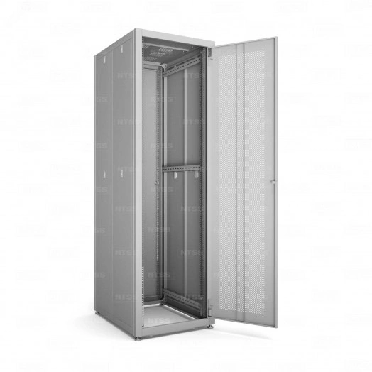 Шкаф напольный телекоммуникационный NTSS RS 42U 600х1000мм, 4 профиля 19, двери перфорированная и сплошная металл, регулируемые опоры, боковые стенки съемные, разобранный, серый RAL 7035