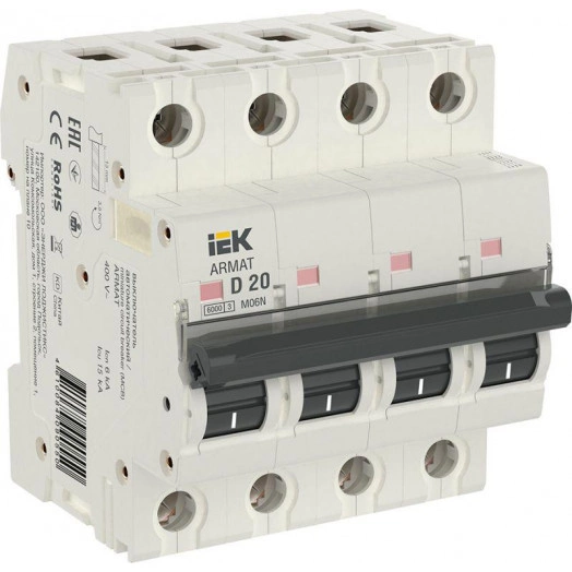 Выключатель автоматический модульный 4п D 20А M06N ARMAT IEK AR-M06N-4-D020