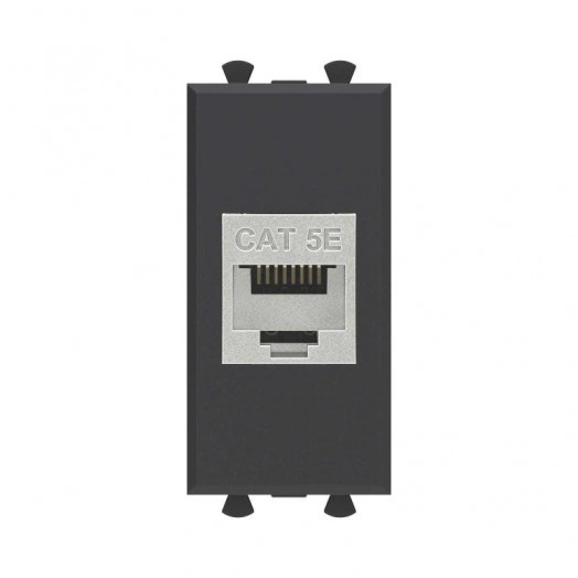 Розетка компьютерная 1мод. Avanti "Черный матовый" RJ45 кат.5E без шторок экранир. модульная механизм DKC 4412761