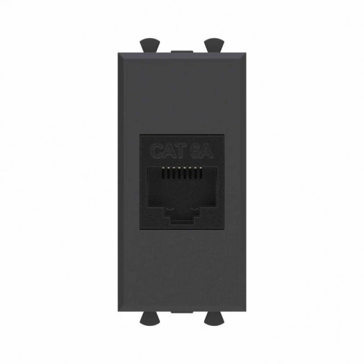 Розетка компьютерная 1мод. Avanti "Черный матовый" RJ45 кат.6A без шторок модульная механизм DKC 4412671