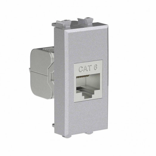 Розетка компьютерная 1мод. Avanti "Закаленная сталь" RJ45 кат.6 без шторок экранир. модульная механизм DKC 4404791