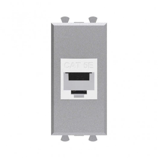 Розетка компьютерная 1мод. Avanti "Закаленная сталь" RJ45 кат.5E без шторок модульная механизм DKC 4404661