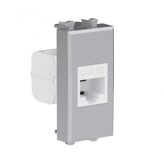 Розетка компьютерная 1мод. Avanti "Закаленная сталь" RJ45 кат.5E без шторок модульная механизм DKC 4404661