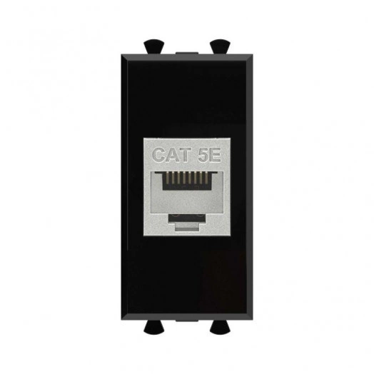 Розетка компьютерная 1мод. Avanti "Черный квадрат" RJ45 кат.5E без шторок экранир. модульная механизм DKC 4402761