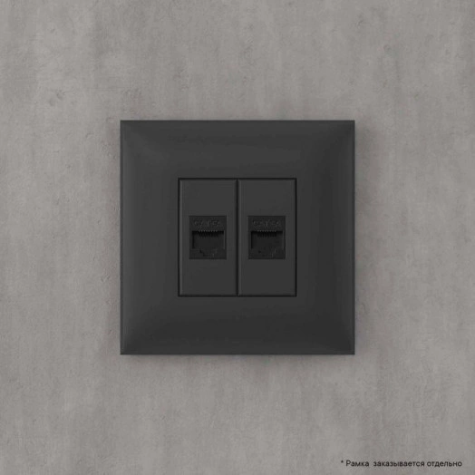 Розетка компьютерная 2-м СП Avanti "Черный матовый" RJ45 кат.6A без шторок механизм DKC 4412674