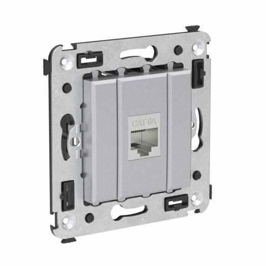 Розетка компьютерная 1-м СП Avanti "Закаленная сталь" RJ45 кат.6A без шторок экранир. механизм DKC 4404773