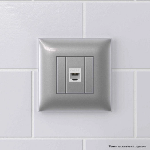 Розетка компьютерная 1-м СП Avanti "Закаленная сталь" RJ45 кат.6A без шторок механизм DKC 4404673