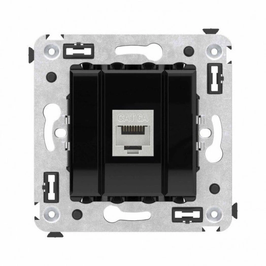 Розетка компьютерная 1-м СП Avanti "Черный квадрат" RJ45 кат.6A без шторок экранир. механизм DKC 4402773