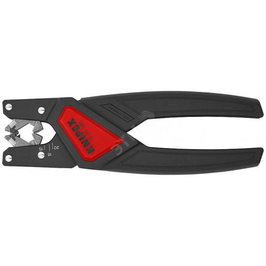 Стриппер автоматический для  маслостойкой и безгалогенной изоляции многожильного кабеля зачистка:  44 - 75 мм (AWG 19 - 13) рез кабеля: 25 мм L-175 мм для кабелей TPE-U PUR ПВХ резиновых (в тч H05) блистер KN-1274180SB