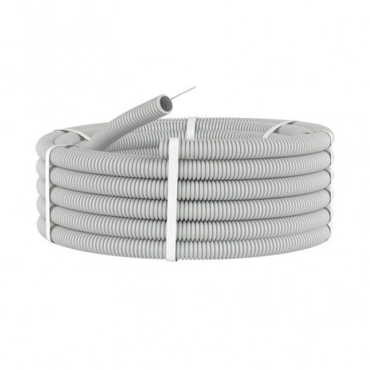 Труба гофрированная ПВХ гибкая сверхтяжелая d32мм с протяжкой сер. (уп.25м) DKC 91532+