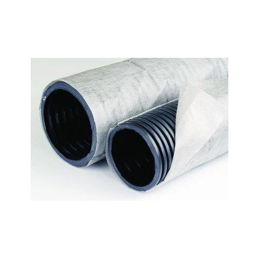 Труба гофрированная двустенная ПНД гибкая дренажная d90мм с геофильтром SN6 перфорация 360град. черн. (уп.50м) DKC 141990A