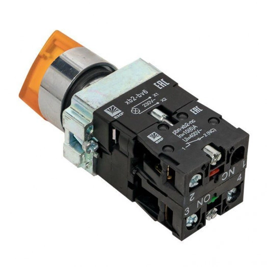 Переключатель BD21 2P с желт. подстветкой 230В NO PROxima EKF xb2-bk21-y-230