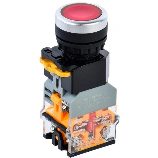 Кнопка D8-11D d22мм 1з+1р с подсвет. красн. IEK BBT30-11D-3-12-K04