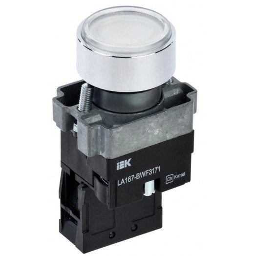 Кнопка LA167-BWF3171 d22мм RC 1з с подсвет. бел. IEK BBT20-BWF3171-1-12-67-K01