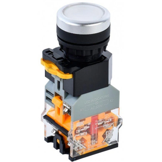 Кнопка D8-11D d22мм 1з+1р с подсвет. бел. IEK BBT30-11D-3-12-K01