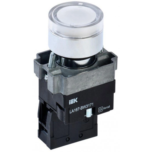 Кнопка LA167-BW3171 d22мм RC 1з с подсвет. бел. IEK BBT20-BW3171-1-12-67-K01