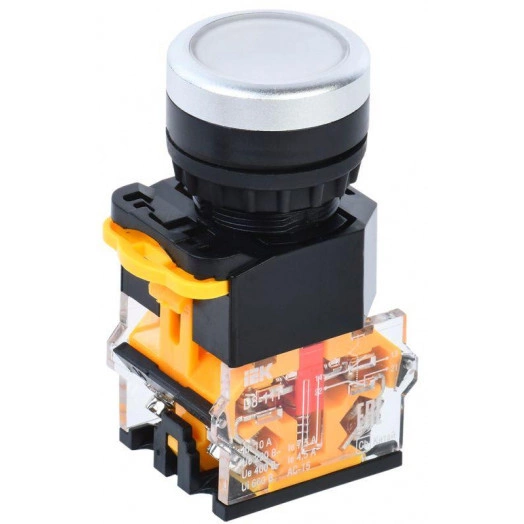 Кнопка управления D8-11T d=22мм 1з+1р с фиксацией бел. IEK BBT30-11T-3-21-K01