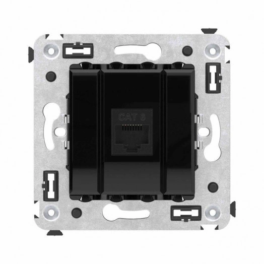 Розетка компьютерная 1-м СП Avanti "Черный квадрат" RJ45 кат.6 без шторок механизм DKC 4402693