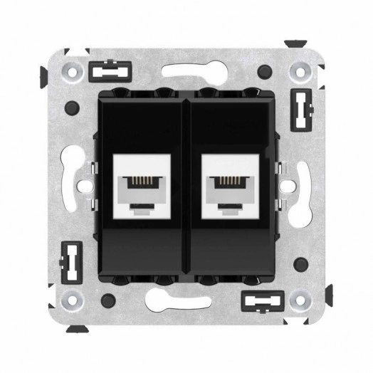 Розетка телефонная 2-м СП Avanti "Черный квадрат" RJ12 без шторок механизм DKC 4402614