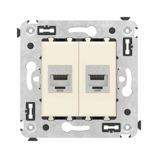 Розетка компьютерная 2-м СП Avanti "Ванильная дымка" RJ45 кат.6 без шторок экранир. механизм DKC 4405794