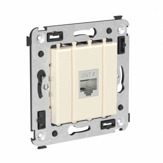 Розетка компьютерная 1-м СП Avanti "Ванильная дымка" RJ45 кат.6 без шторок экранир. механизм DKC 4405793
