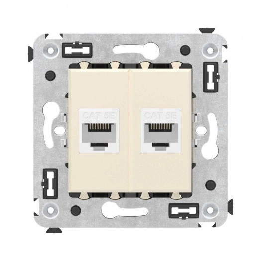 Розетка компьютерная 2-м СП Avanti "Ванильная дымка" RJ45 кат.5E без шторок механизм DKC 4405664