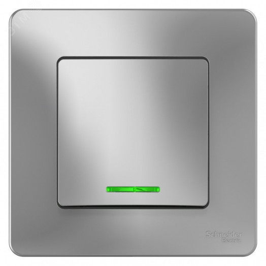 Переключатель одноклавишный BLANCA скрытой        установки (cх.6) с подсветкой, 10а, 250В, алюминий