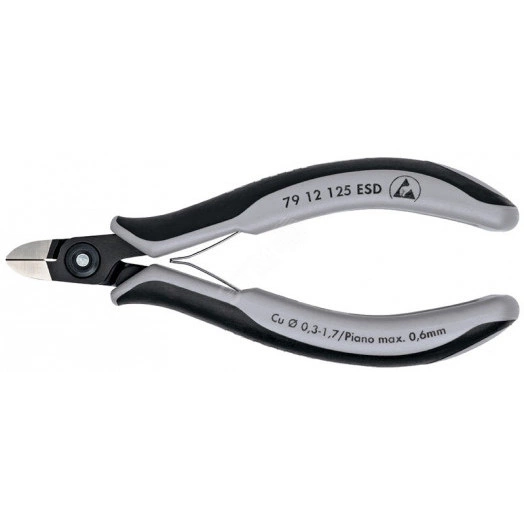 Прецизионные кусачки боковые для электроники антистатические ESD вороненые 125 mm KN-7912125ESD