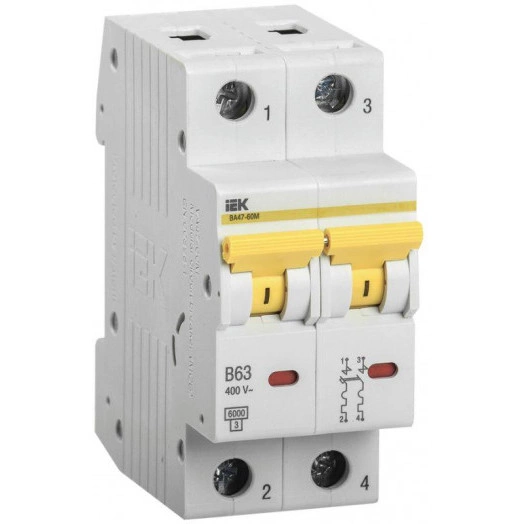 Выключатель автоматический модульный 2п D 32А 6кА ВА47-60M IEK MVA31-2-032-D