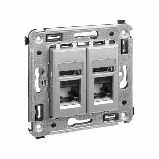 Розетка компьютерная 2-м СП 2мод. Avanti "Закаленная сталь" RJ45 кат.6 DKC 4404294
