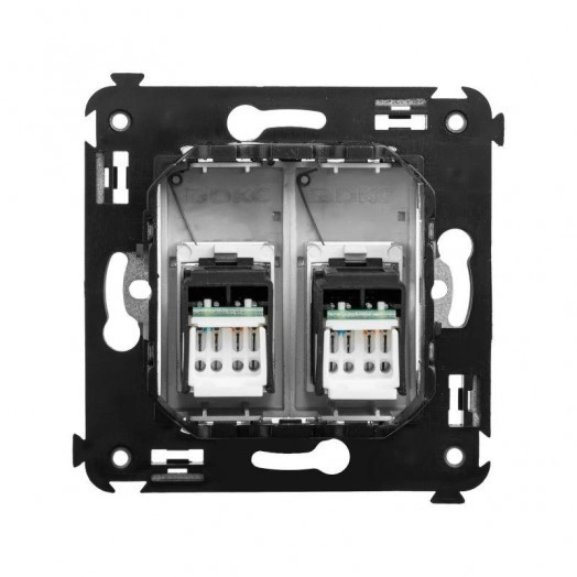 Розетка компьютерная 2-м СП 2мод. Avanti "Закаленная сталь" RJ45 кат.6 DKC 4404294