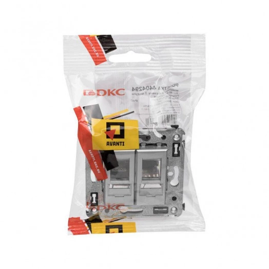 Розетка компьютерная 2-м СП 2мод. Avanti "Закаленная сталь" RJ45 кат.6 DKC 4404294