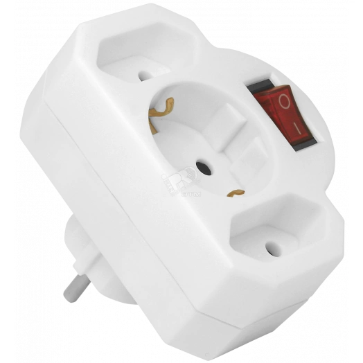 Разветвитель Navigator 94 698 NAD-3-R2F-WH 3 гнезда в ряд (1 гнездо с заземлением 2 гнезда без заземления)