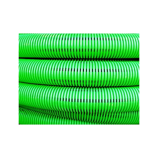 Труба гофрированная двустенная ПНД гибкая дренажная d200мм SN8 перфорация 360град. зел. (уп.35м) DKC 140920-8K