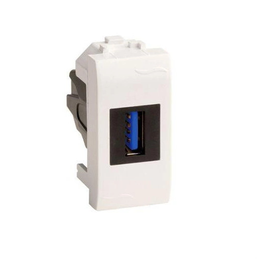 Розетка мультимедийная Brava 1мод. USB 3.0 бел. DKC 76300B