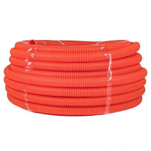 Труба гофрированная ПНД d32мм с протяжкой оранж. (уп.50м) Plast PROxima EKF tpnd-32-o