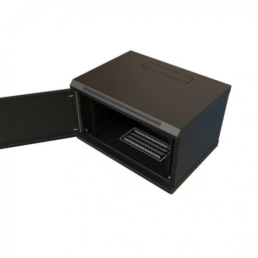 "Шкаф настенный 19-дюймовый 19"" 6U 367x600х450мм металлическая передняя дверь с замком  черный RAL 9004 WRline WR-TW-0645-SR-RAL9004"