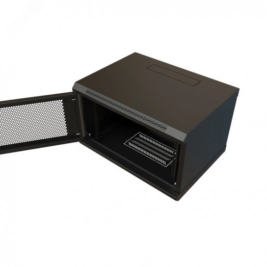 "Шкаф настенный 19-дюймовый 19"" 6U 367x600х450мм металлическая передняя дверь с замком  черный RAL 9004 WRline WR-TW-0645-SR-RAL9004"