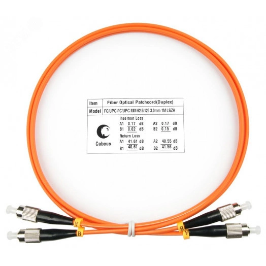 Шнур оптический duplex 1м FC-FC 62,5/125 mm  LSZH FOP-62-FC-FC-1m