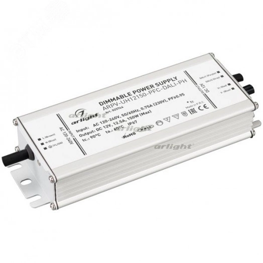 Блок питания ARPV-UH12150-PFC-DALI-PH (12V, 12.5A, 150W) (ARL, IP67 Металл, 7 лет)