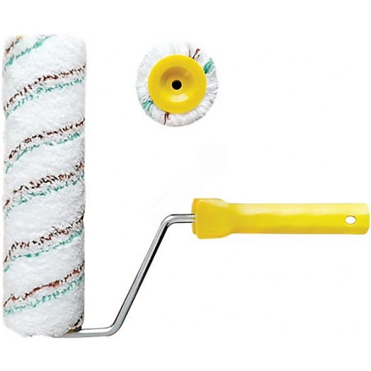 Валик микроволокно, белый с красной и синей полосками, диаметр 48/66 мм, ворс 9 мм, 230 мм