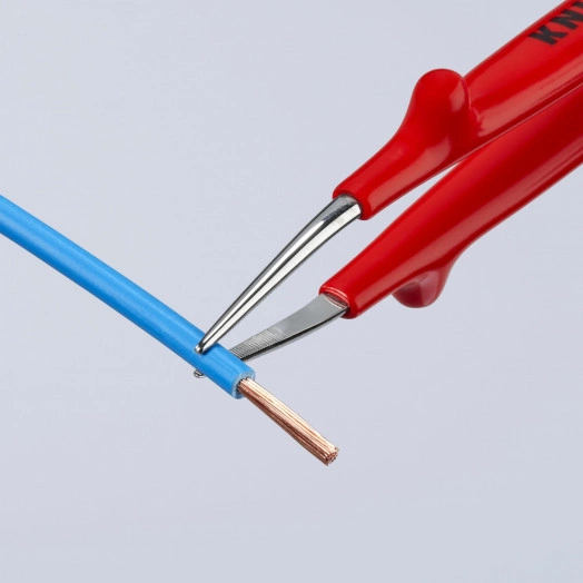 Пинцет VDE 1000V захватный прецизионный зазубренные губки с тонкими кончиками пружинная сталь хромированный L-150 мм KN-922762