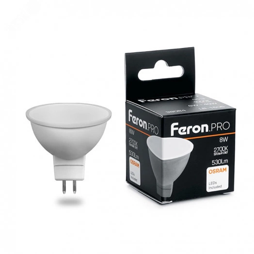 Лампа светодиодная LED 8вт 230в GU5.3 теплый Feron.PRO