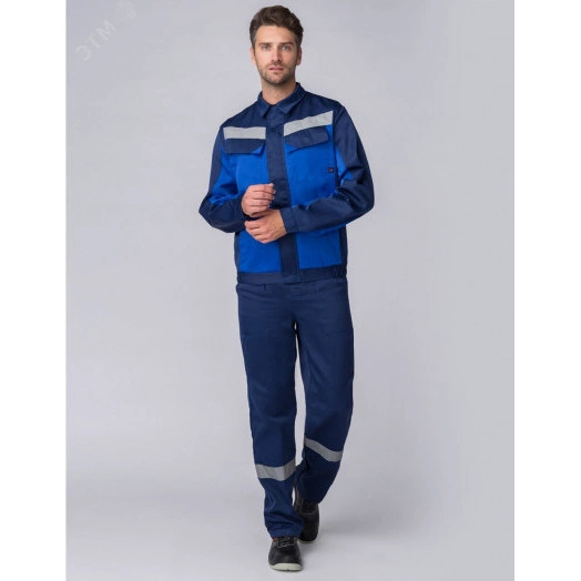 Костюм Мастер (ткань Смесовая,210) полукомбинезон, темно-синий/васильковый, 56-58/ 170-176