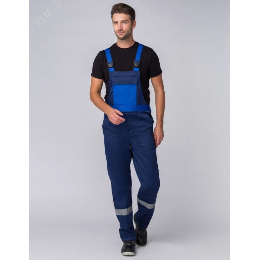 Костюм Мастер (ткань Смесовая,210) полукомбинезон, темно-синий/васильковый, 56-58/ 170-176