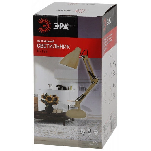 Светильник настольный  N-123-Е27-40W-BG бежевый (12/96) ЭРА
