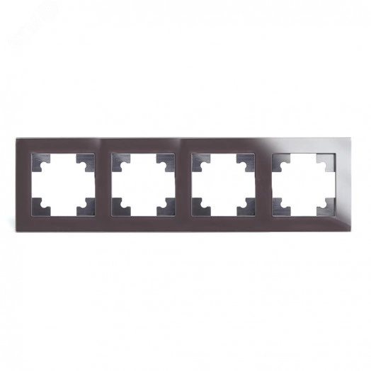 Рамка четырехместная горизонтальная, серия Катрин, шоколад, Stekker
