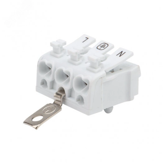 Клемма пружинная соединительная КСП 3-полюсная с заземлением и с монтаж